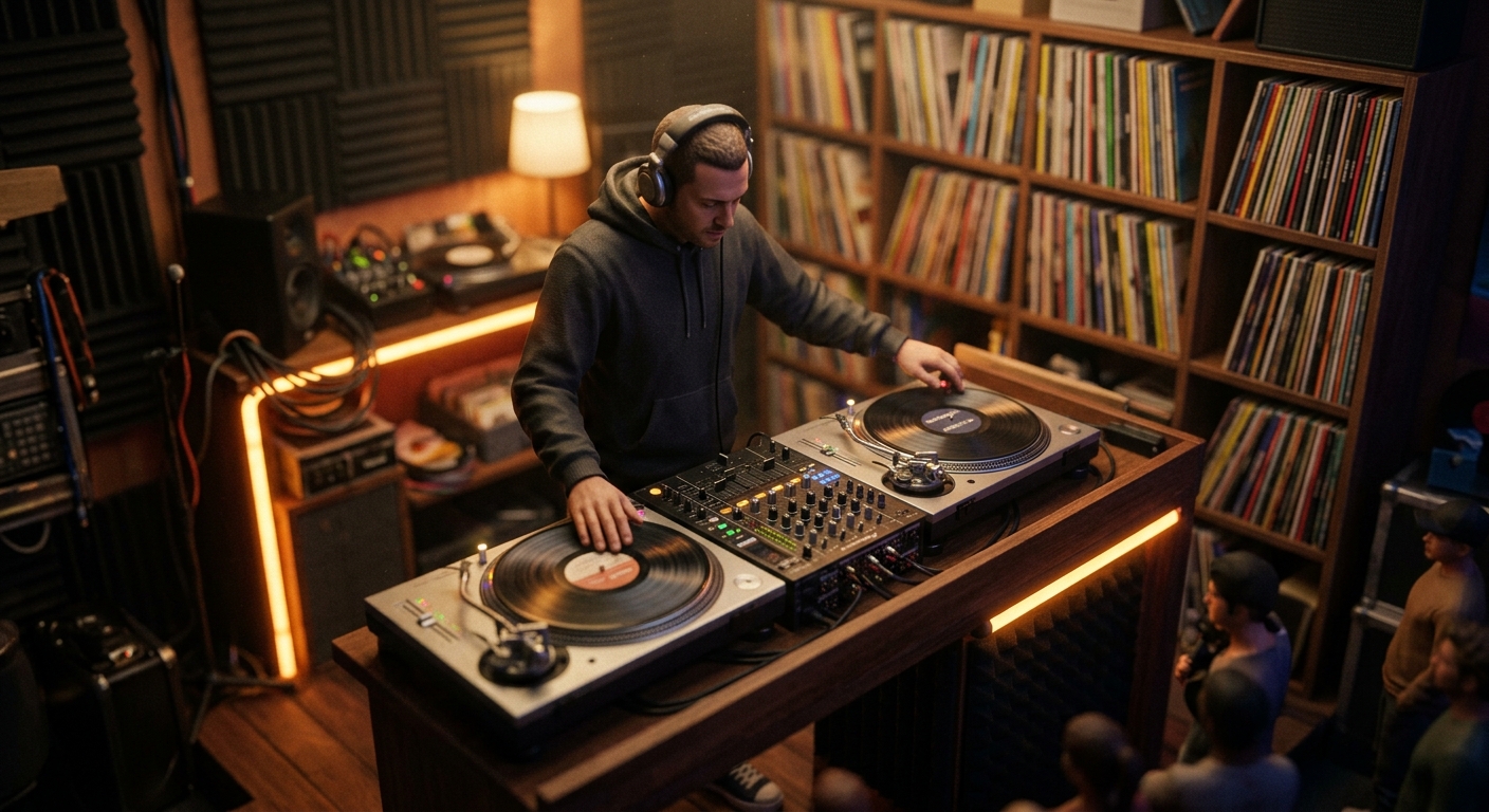 Vinyl DJing Beatmatching